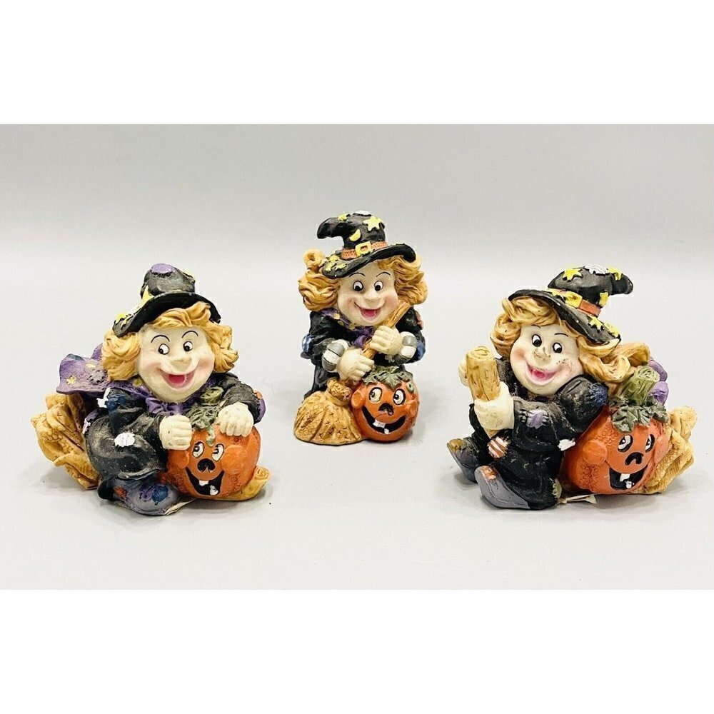 Set of 3 Witch Figurines Halloween Decor 3” Figures K’s Collection Lamont’s